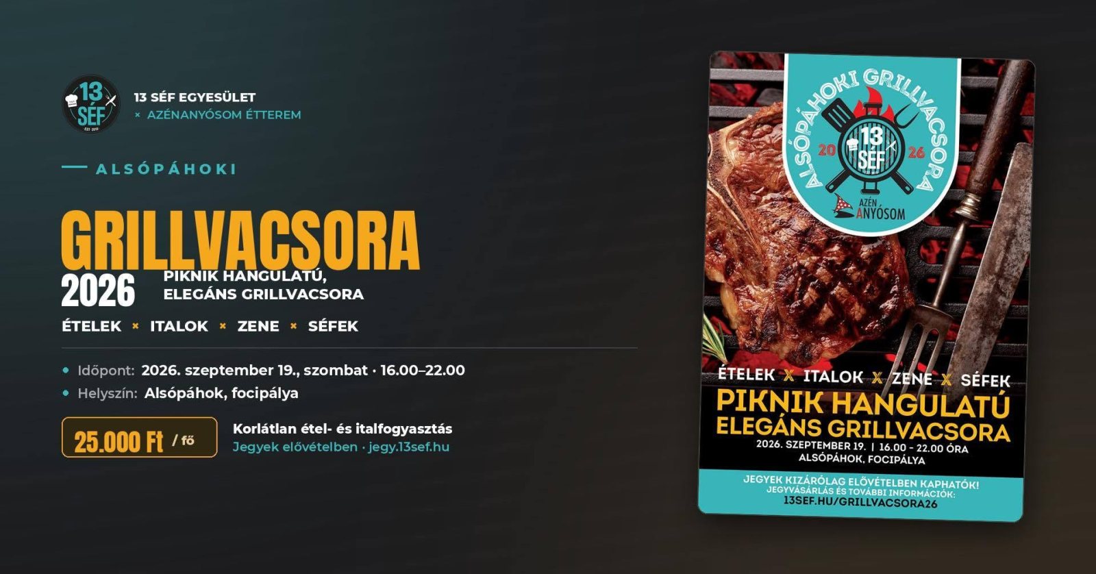 Alsópáhoki grillvacsora 2026 – piknik hangulatú, elegáns grillvacsora
