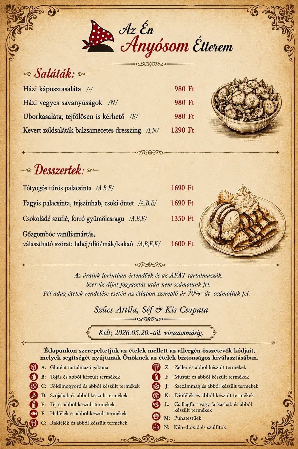 AzÉn Anyósom Étterem – à la carte étlap, 2. oldal